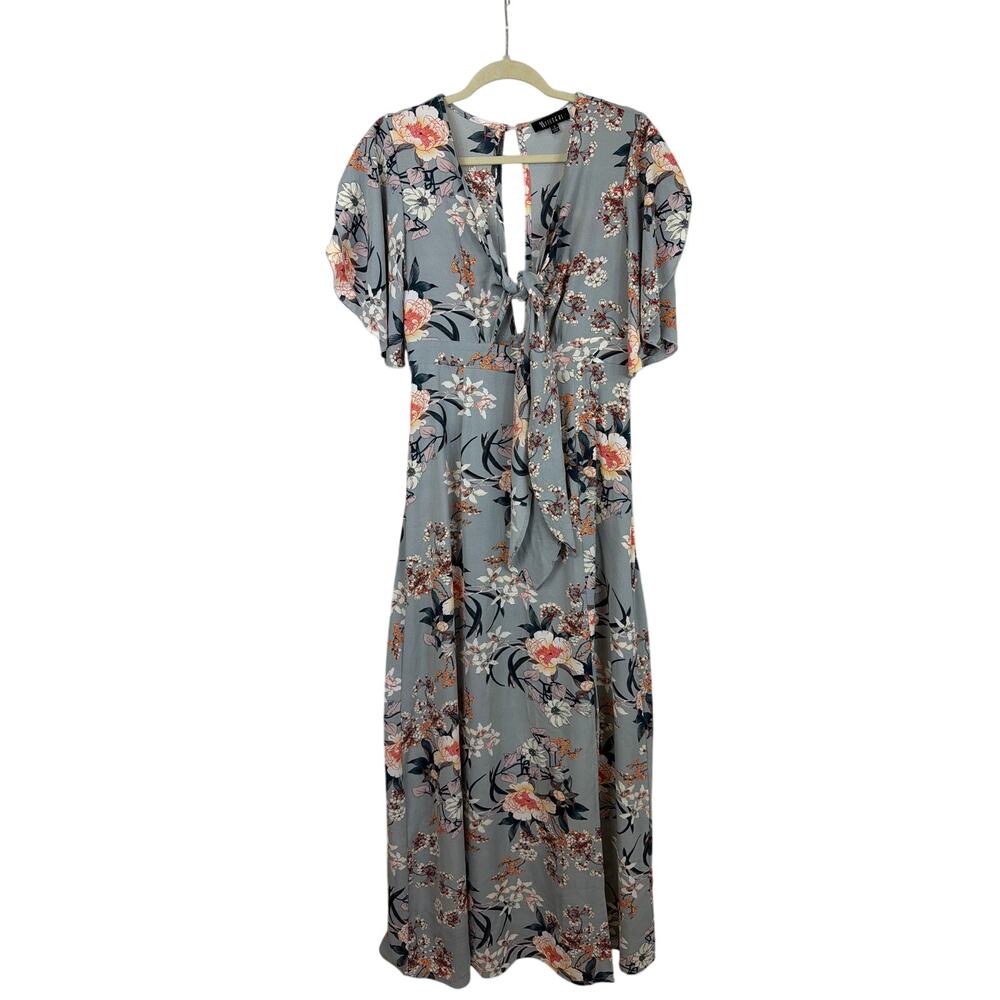 Sisters Multicolor Open Sleeve Front Tie Side Slit Floor Dress Size S